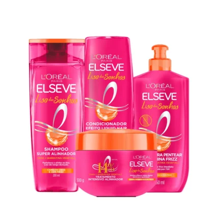 Kit L'Oréal Paris Elseve Liso dos Sonhos Shampoo 200ml + Condicionador 200ml + Creme de Tratamento 300g + Creme de Pentear 250ml